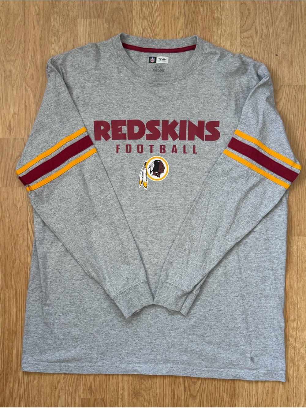 NFL Washington Redskins Gray Crewneck Sweatshirt with Burgundy and Gold Accents